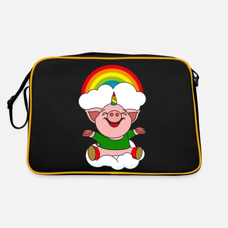 petite corne de cochon colorée - Sac Retro - noir/or