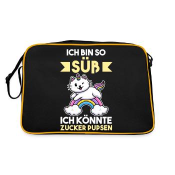 Deine Fürze stinken aber Ich liebe Dich - Retro Tasche - Schwarz/Gold - Hinten