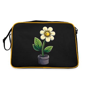 Cartoon-Stil Blumentopf - Ein Farbklecks für dein - Retro Tasche - Schwarz/Gold - Hinten