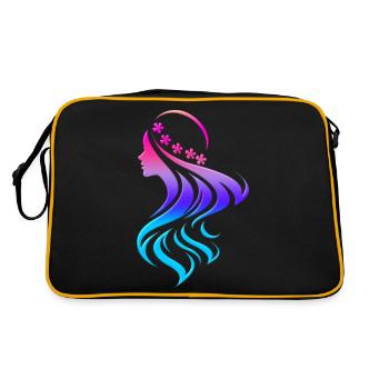 Mode trendy cool vogue girly style frauen girl - Retro Tasche - Schwarz/Gold - Hinten