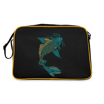 Japanese koi carp fish drawing 14032 A - Retro Bag - black/gold - Back
