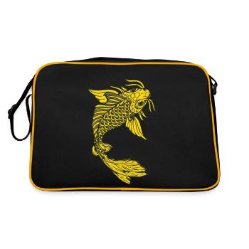 poisson koi carpe japonais dessin 14 3 A - Sac Retro - noir/or - Dos