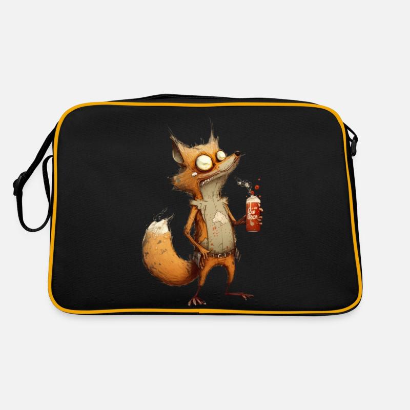 crazy fox with beer Retro Bag