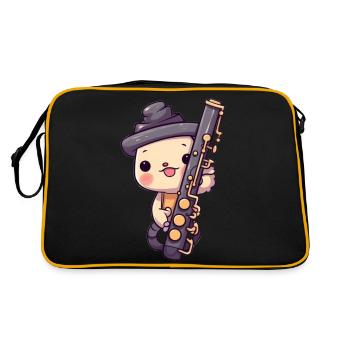 Klarinette im Comic Stil - Retro Tasche - Schwarz/Gold - Hinten