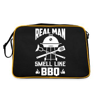 Real Man Smell Like BBQ Smoker Barbecue Grilling - Retro Tasche - Schwarz/Gold - Hinten
