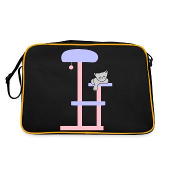 Kätzchen-Tier9 - Retro Tasche - Schwarz/Gold - Hinten