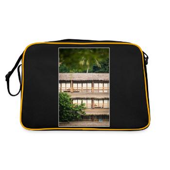hotel under palm trees - Retro Tasche - Schwarz/Gold - Hinten
