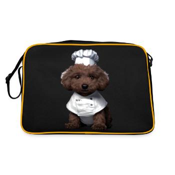 Caniche Restaurateur Chien Propriétaire Chien Amour Caniche Chiot - Sac Retro - noir/or - Dos