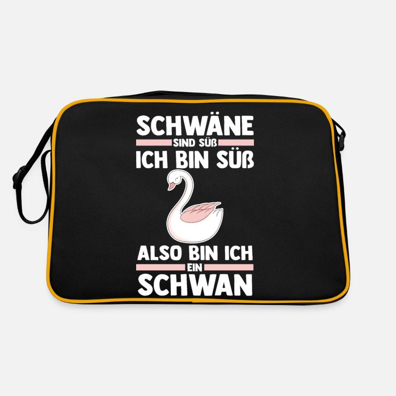 Schwan - Retro Tasche - Schwarz/Gold