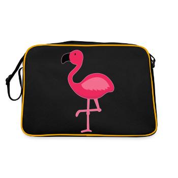 Cute Pink Flamingo Bird - Retro Bag - black/gold - Back