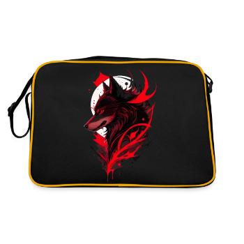 Red and Black Wolf Head at the moon - Retro Bag - black/gold - Back