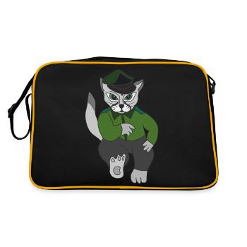 Gray cat in uniform - Retro Bag - black/gold - Back