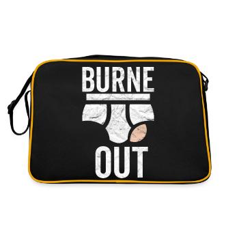 Burne out briefs humor burn out colleague work - Retro Bag - black/gold - Back