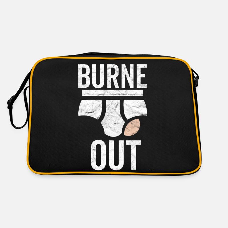 Burne out Slips Humor Burnout Kollegen Arbeit Retro Tasche