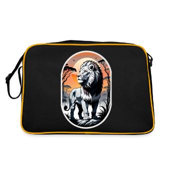 Lion, Lion Cub and Jungle - Retro Bag - black/gold - Back