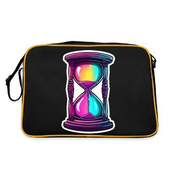 Sanduhr / Zeitmesser / Antik /Sandkörner / Ablauf - Retro Tasche - Schwarz/Gold - Hinten