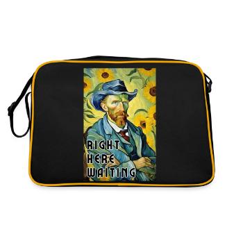 Hier wartet - Impressionismus-Malerei - Retro Tasche - Schwarz/Gold - Hinten