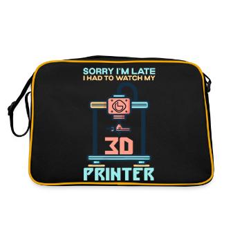 Sorry Ich Bin Zu Spät - 3D Drucker 3D Druck - Retro Tasche - Schwarz/Gold - Hinten