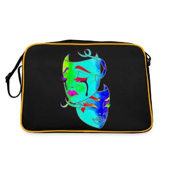 Belle femme peinture art visage femme colorée - Sac Retro - noir/or - Dos