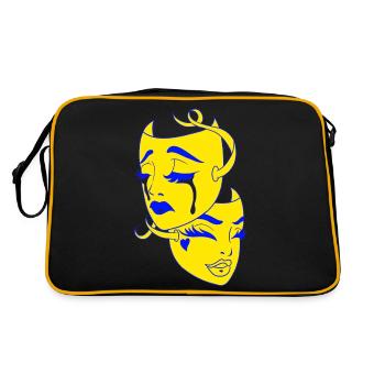 Belle femme peinture art visage femme colorée - Sac Retro - noir/or - Dos