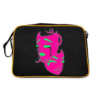 Belle femme peinture art visage femme colorée - Sac Retro - noir/or - Dos