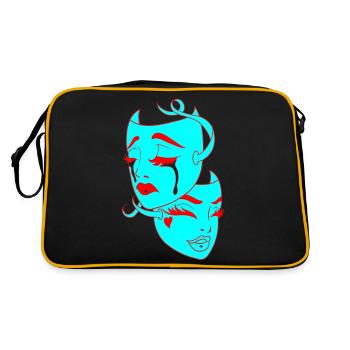 Belle femme peinture art visage femme colorée - Sac Retro - noir/or - Dos