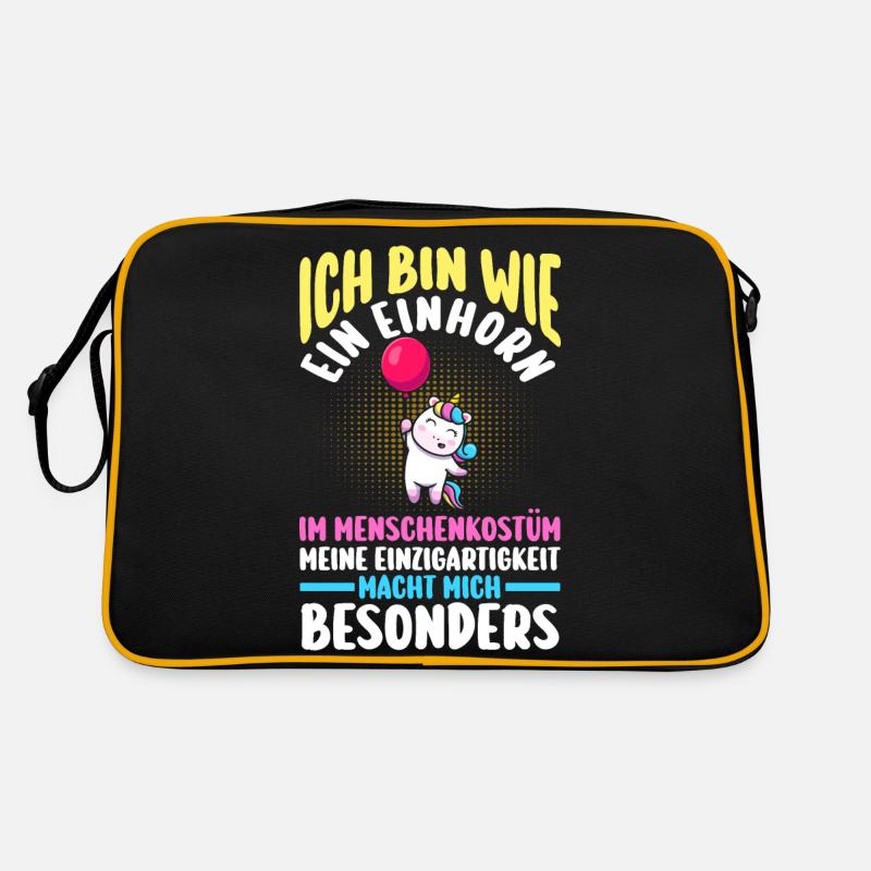Einhorn - Retro Tasche - Schwarz/Gold