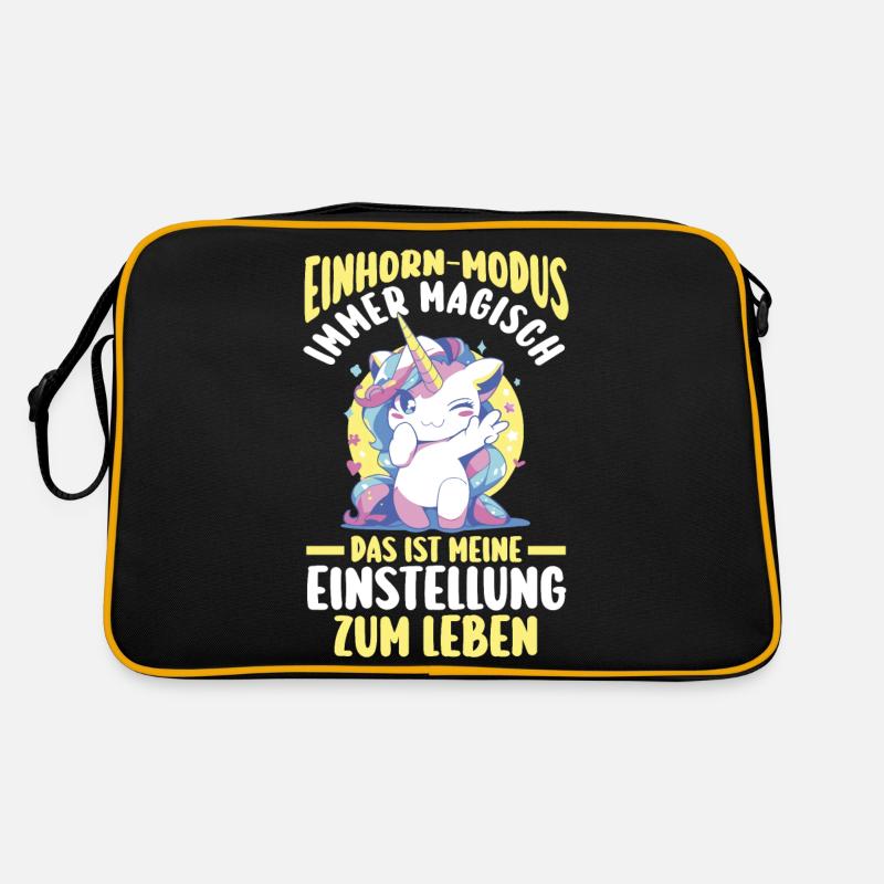 Einhorn - Retro Tasche - Schwarz/Gold
