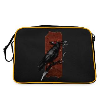 Crimson Gaze: Raven with Red Eyes - Retro Bag - black/gold - Back