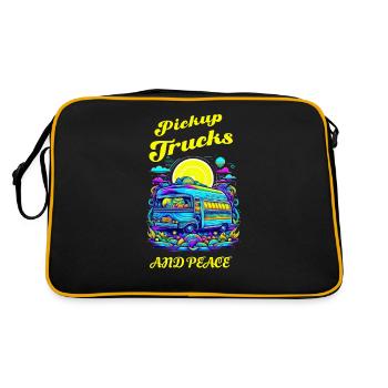 Truck Roads Countryside Camping Trucking Adventure - Retro Tasche - Schwarz/Gold - Hinten