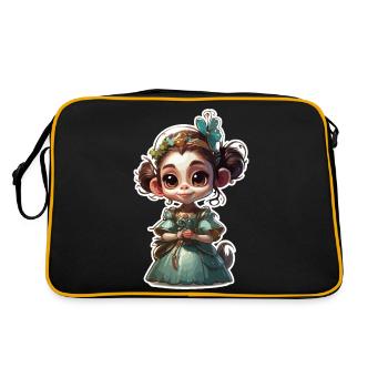 Cute Monkey / Monkey Girl / Cute / Hair Bow - Retro Bag - black/gold - Back