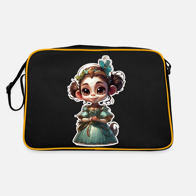 Singe mignon / Fille de singe / Mignon / noeud de cheveux Sac Retro