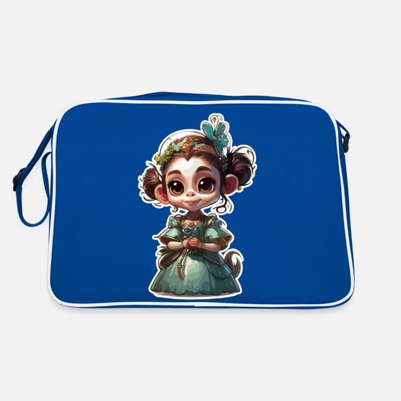 Süßer Affe / Affenmädchen / niedlich /Haarschleife Retro Tasche