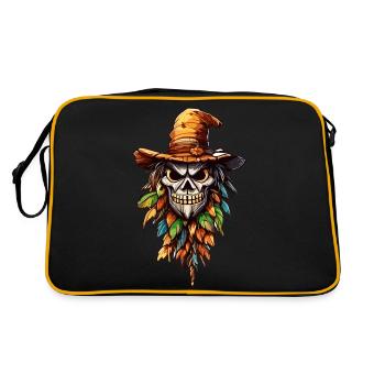 Vogelscheuche / Erntehelfer / Maisfeld / Feld - Retro Tasche - Schwarz/Gold - Hinten
