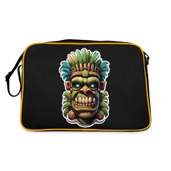 Tiki / Hawaï / Tropical / Île / Culture / Logo - Sac Retro - noir/or - Dos