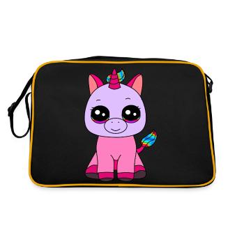 Kleines Einhorn - Retro Tasche - Schwarz/Gold - Hinten