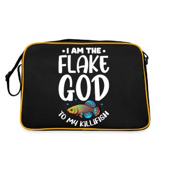 I am the flake god to my killifish Design - Retro Tasche - Schwarz/Gold - Hinten