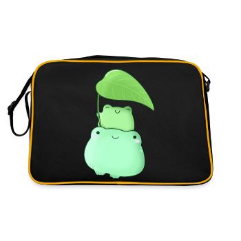 Grenouilles mignonnes avec feuille kawaii - Sac Retro - noir/or - Dos