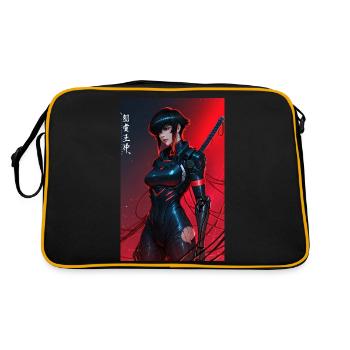 Samouraï cyberpunk câblé rouge avec Katana - Sac Retro - noir/or - Dos