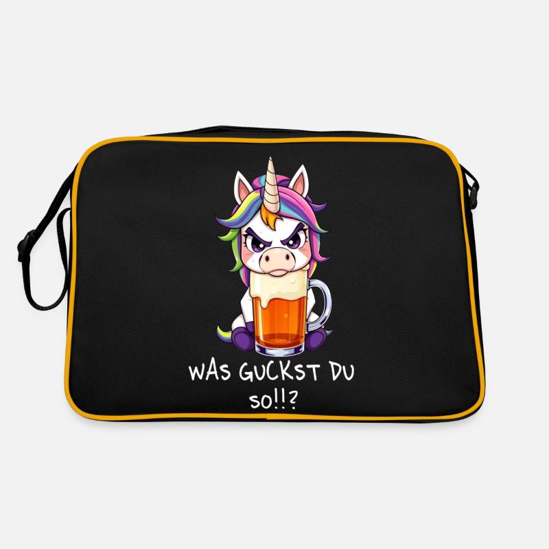 Bier Sprüche Einhorn Unicorn - Was guckst du so Retro Tasche
