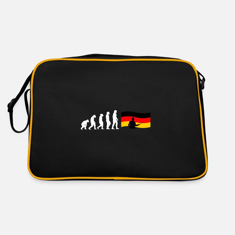Evolution Deutschlehrer - Retro Tasche - Schwarz/Gold