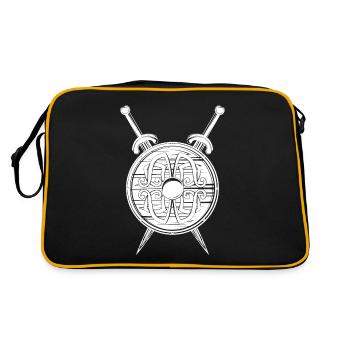 Wikinger Schild Schwerter Berserker nordisch - Retro Tasche - Schwarz/Gold - Hinten