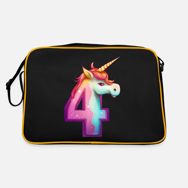 Einhorn 4. Geburtstag Retro Tasche