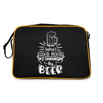 GUTE BIER LAUNE TRINKEN GRILLEN PARTIE GRILL MOTIV - Retro Tasche - Schwarz/Gold - Hinten