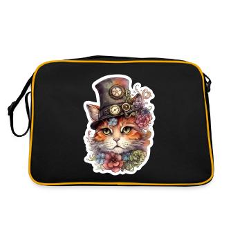 Chat Steampunk avec chapeau - Sac Retro - noir/or - Dos