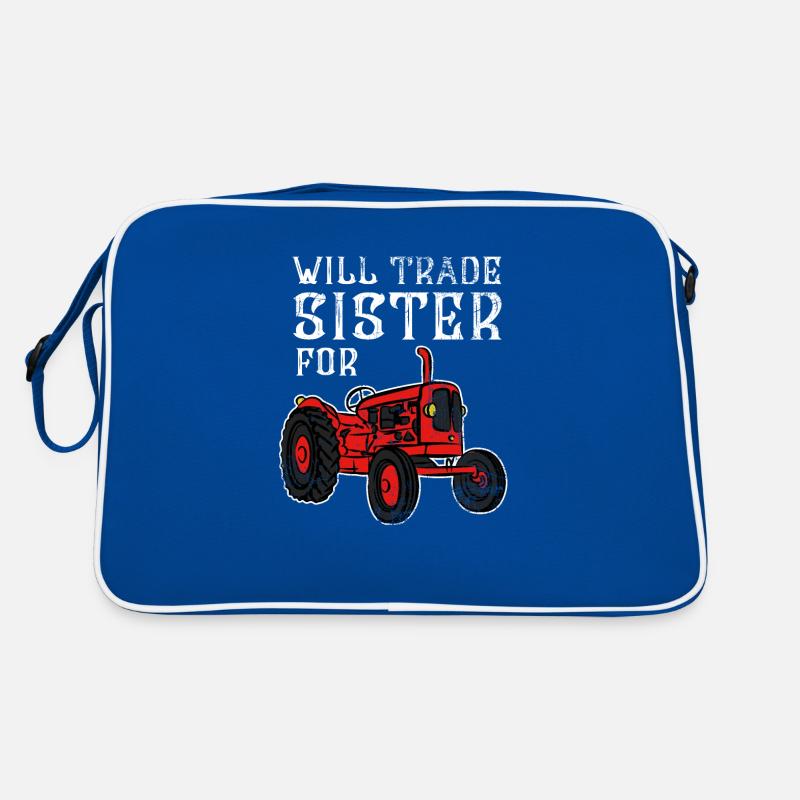 Schwester Traktor Farmer Kind Bruder Geschenk Retro Tasche
