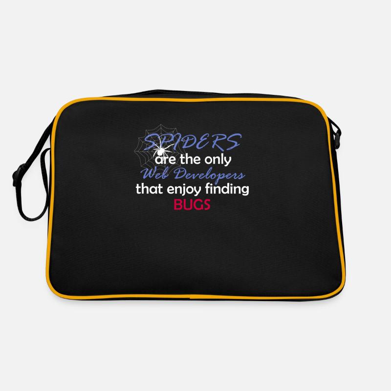 Web Entwickler Programmierer Lustig Spinne Geschen - Retro Tasche - Schwarz/Gold