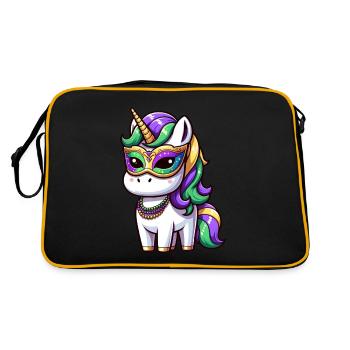Mardi Gras Einhorn Comic Maske - Retro Tasche - Schwarz/Gold - Hinten