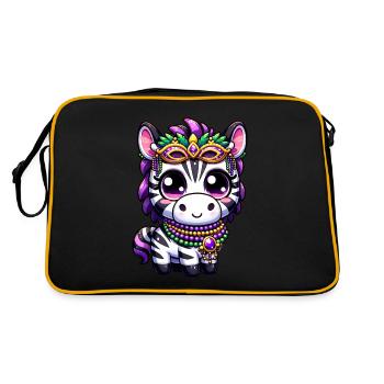 Mardi Gras Unicorn Cute Comic Kawaii - Retro Bag - black/gold - Back