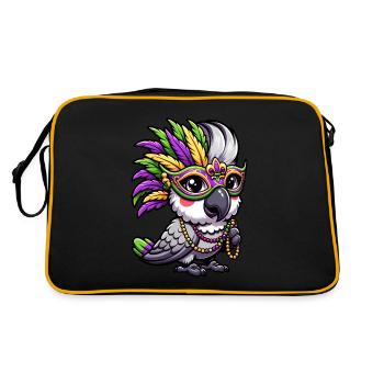 Mardi Gras Cockatoo, Blaze of Colors - Retro Bag - black/gold - Back